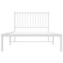 Metal bed frame with white headboard 100x200 cm by vidaXL, Beds and slatted bases - Ref: Foro24-350926, Price: 78,99 €, Disco...