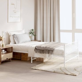 Metal bed frame with headboard and footboard white 107x203 cm by vidaXL, Beds and slatted bases - Ref: Foro24-350945, Price: ...