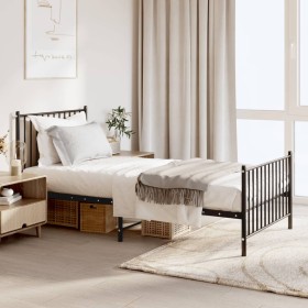 Bed frame with headboard and black metal footboard 90x190 cm by vidaXL, Beds and slatted bases - Ref: Foro24-350874, Price: 5...