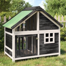 Dog kennel solid gray pine wood 96x60.5x87 cm by vidaXL, Dog kennels and fences - Ref: Foro24-172268, Price: 134,99 €, Discou...