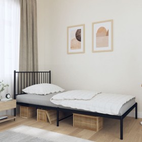 Estructura de cama con cabecero metal negro 107x203 cm de vidaXL, Camas y somieres - Ref: Foro24-350860, Precio: 75,99 €, Des...