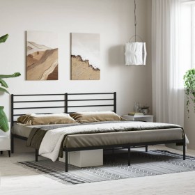 Bed frame with black metal headboard 180x200 cm by vidaXL, Beds and slatted bases - Ref: Foro24-352323, Price: 117,67 €, Disc...