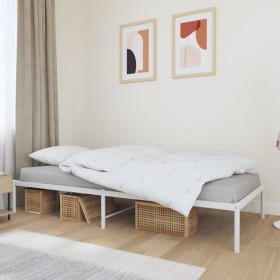 White metal bed frame 100x190 cm by vidaXL, Beds and slatted bases - Ref: Foro24-350907, Price: 80,30 €, Discount: %