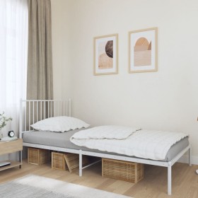 Estructura de cama de metal con cabecero blanco 107x203 cm de vidaXL, Camas y somieres - Ref: Foro24-350927, Precio: 82,99 €,...