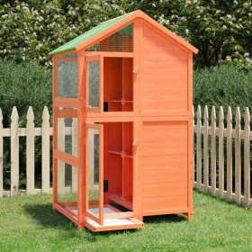 Birdhouse made of solid brown pine wood 97x81x152 cm by vidaXL, Feet and bird cages - Ref: Foro24-172258, Price: 256,53 €, Di...