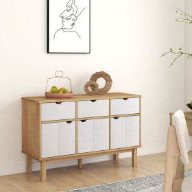 OTTA sideboard solid pine wood brown and white 114x43x73.5 cm by vidaXL, Sideboards - Ref: Foro24-351299, Price: 163,35 €, Di...