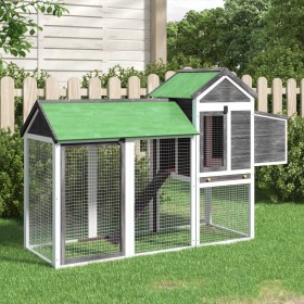 Solid gray pine wood chicken coop 193x65x117 cm by vidaXL, Cages and habitats for small animals - Ref: Foro24-172233, Price: ...