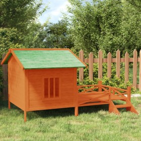 Solid pine wood dog house in brown color, measuring 159x120x88.5 cm. by vidaXL, Dog kennels and fences - Ref: Foro24-172270, ...