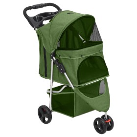 Zusammenklappbarer Hundekinderwagen aus grünem Oxford-Stoff, 80 x 46 x 98 cm von vidaXL, Kinderwagen für Haustiere - Ref: For...