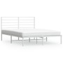 Metal bed frame with white headboard 140x190 cm by vidaXL, Beds and slatted bases - Ref: Foro24-352368, Price: 87,54 €, Disco...