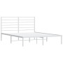 Metal bed frame with white headboard 140x190 cm by vidaXL, Beds and slatted bases - Ref: Foro24-352368, Price: 87,54 €, Disco...