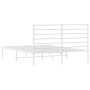 Metal bed frame with white headboard 140x190 cm by vidaXL, Beds and slatted bases - Ref: Foro24-352368, Price: 87,54 €, Disco...