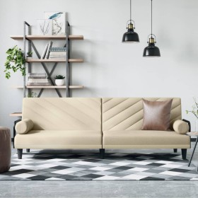 Schlafsofa mit Armlehnen aus cremefarbenem Stoff von vidaXL, Sofas - Ref: Foro24-351934, Preis: 250,99 €, Rabatt: %