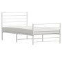 Estructura cama metal con cabecero y pie cama blanca 90x190 cm de vidaXL, Camas y somieres - Ref: Foro24-352378, Precio: 57,6...