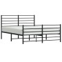 Black metal headboard and footboard bed frame 135x190 cm by vidaXL, Beds and slatted bases - Ref: Foro24-352336, Price: 115,1...