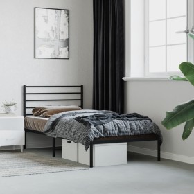 Estructura de cama con cabecero metal negro 100x200 cm de vidaXL, Camas y somieres - Ref: Foro24-352314, Precio: 82,99 €, Des...