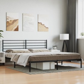 Estructura de cama con cabecero metal negro 183x213 cm de vidaXL, Camas y somieres - Ref: Foro24-352324, Precio: 120,99 €, De...