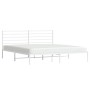 Metal bed frame with white headboard 193x203 cm by vidaXL, Beds and slatted bases - Ref: Foro24-352374, Price: 86,99 €, Disco...