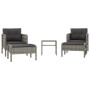 Set de muebles de jardín 5 pzas y cojines ratán sintético gris de vidaXL, Conjuntos de jardín - Ref: Foro24-319682, Precio: 2...