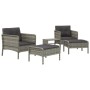 Set de muebles de jardín 5 pzas y cojines ratán sintético gris de vidaXL, Conjuntos de jardín - Ref: Foro24-319682, Precio: 2...