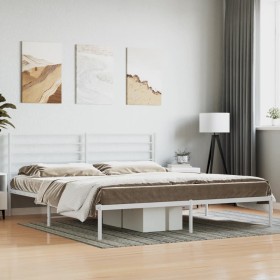 Estructura de cama de metal con cabecero blanco 183x213 cm de vidaXL, Camas y somieres - Ref: Foro24-352373, Precio: 85,99 €,...