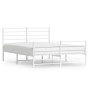 Metal bed frame with headboard and white footboard 150x200 cm by vidaXL, Beds and slatted bases - Ref: Foro24-352388, Price: ...