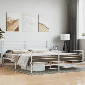 Estructura cama metal con cabecero y pie cama blanco 183x213 cm de vidaXL, Camas y somieres - Ref: Foro24-352391, Precio: 95,...