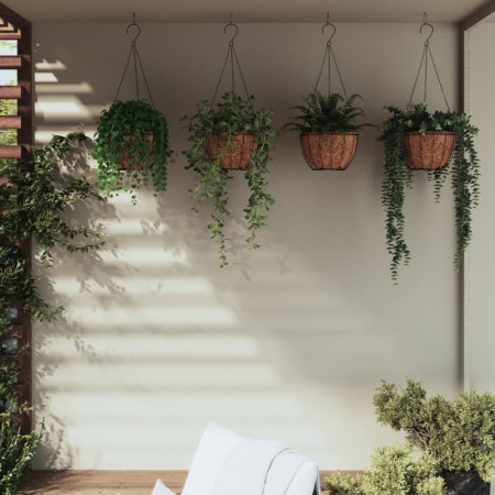 Hanging planters 4 units, black zero coconut lining Ø30x52cm by vidaXL, Saucers and buckets for pots - Ref: Foro24-319357, Pr...