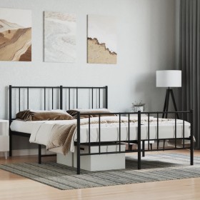 Black metal headboard and footboard bed frame 120x200 cm by vidaXL, Beds and slatted bases - Ref: Foro24-352496, Price: 92,99...