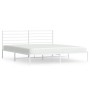 Estructura de cama de metal con cabecero blanco 180x200 cm de vidaXL, Camas y somieres - Ref: Foro24-352372, Precio: 115,66 €...