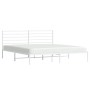 Estructura de cama de metal con cabecero blanco 180x200 cm de vidaXL, Camas y somieres - Ref: Foro24-352372, Precio: 115,66 €...