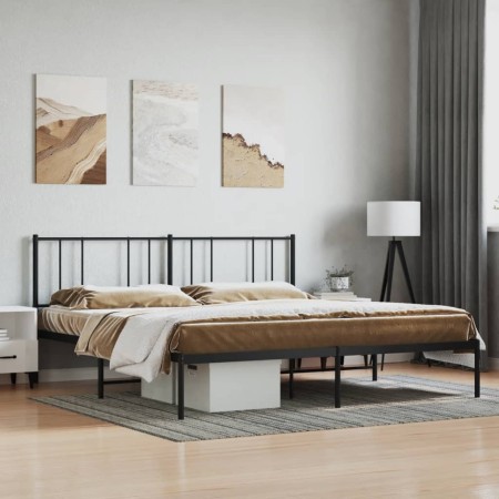 Estructura de cama con cabecero metal negro 200x200 cm de vidaXL, Camas y somieres - Ref: Foro24-352487, Precio: 120,20 €, De...