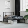 Bed frame with headboard and black metal footboard 107x203cm by vidaXL, Beds and slatted bases - Ref: Foro24-352494, Price: 7...