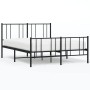 Black metal headboard and footboard bed frame 140x190 cm by vidaXL, Beds and slatted bases - Ref: Foro24-352498, Price: 95,58...