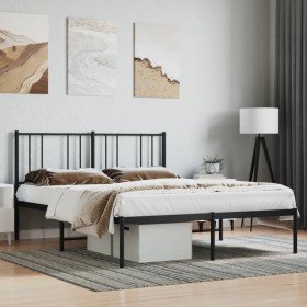 Estructura de cama con cabecero metal negro 120x190 cm de vidaXL, Camas y somieres - Ref: Foro24-352477, Precio: 87,23 €, Des...