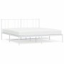 Metal bed frame with white headboard 183x213 cm by vidaXL, Beds and slatted bases - Ref: Foro24-352534, Price: 84,89 €, Disco...