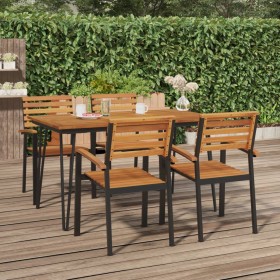 Garden table with U legs solid acacia wood 148x80x75 cm by vidaXL, Garden tables - Ref: Foro24-319519, Price: 207,99 €, Disco...