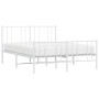 Metal bed frame with headboard and white footboard 160x200 cm by vidaXL, Beds and slatted bases - Ref: Foro24-352550, Price: ...