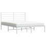 Metal bed frame with white headboard 150x200 cm by vidaXL, Beds and slatted bases - Ref: Foro24-352370, Price: 115,17 €, Disc...