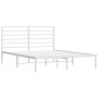 Metal bed frame with white headboard 150x200 cm by vidaXL, Beds and slatted bases - Ref: Foro24-352370, Price: 115,17 €, Disc...