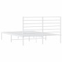 Metal bed frame with white headboard 150x200 cm by vidaXL, Beds and slatted bases - Ref: Foro24-352370, Price: 115,17 €, Disc...