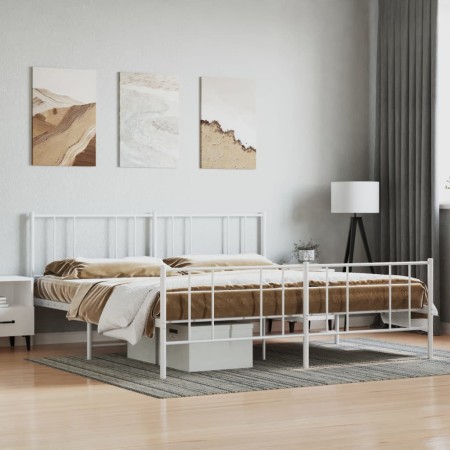 Metal bed frame with headboard and footboard white 183x213 cm by vidaXL, Beds and slatted bases - Ref: Foro24-352552, Price: ...