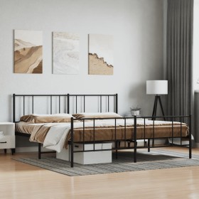 Black metal headboard and footboard bed frame 193x203cm by vidaXL, Beds and slatted bases - Ref: Foro24-352504, Price: 127,99...