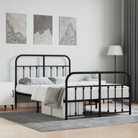 Black metal headboard and footboard bed frame 120x200 cm by vidaXL, Beds and slatted bases - Ref: Foro24-352594, Price: 133,9...