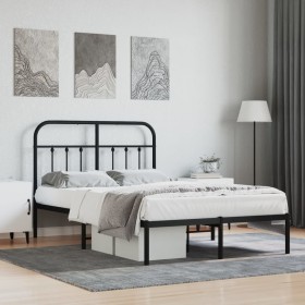 Bed frame with black metal headboard 120x200 cm by vidaXL, Beds and slatted bases - Ref: Foro24-352576, Price: 116,99 €, Disc...