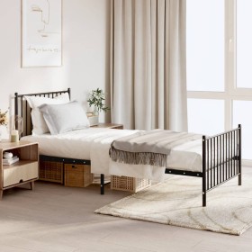 Bed frame with headboard and black metal footboard 90x200 cm by vidaXL, Beds and slatted bases - Ref: Foro24-350875, Price: 7...