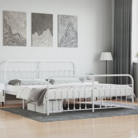 Metal bed frame with headboard and footboard white 193x203 cm by vidaXL, Beds and slatted bases - Ref: Foro24-352651, Price: ...