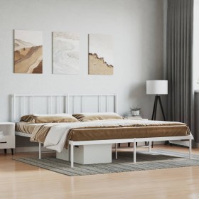 Metal bed frame with white headboard 193x203 cm by vidaXL, Beds and slatted bases - Ref: Foro24-352535, Price: 119,99 €, Disc...