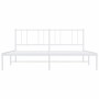 Estructura de cama de metal con cabecero blanco 193x203 cm de vidaXL, Camas y somieres - Ref: Foro24-352535, Precio: 119,99 €...