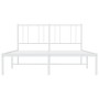 Estructura de cama de metal con cabecero blanca 135x190 cm de vidaXL, Camas y somieres - Ref: Foro24-352528, Precio: 103,85 €...